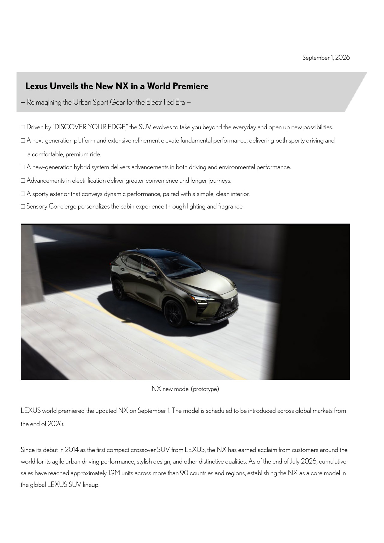 Press Release (Vehicle details)
