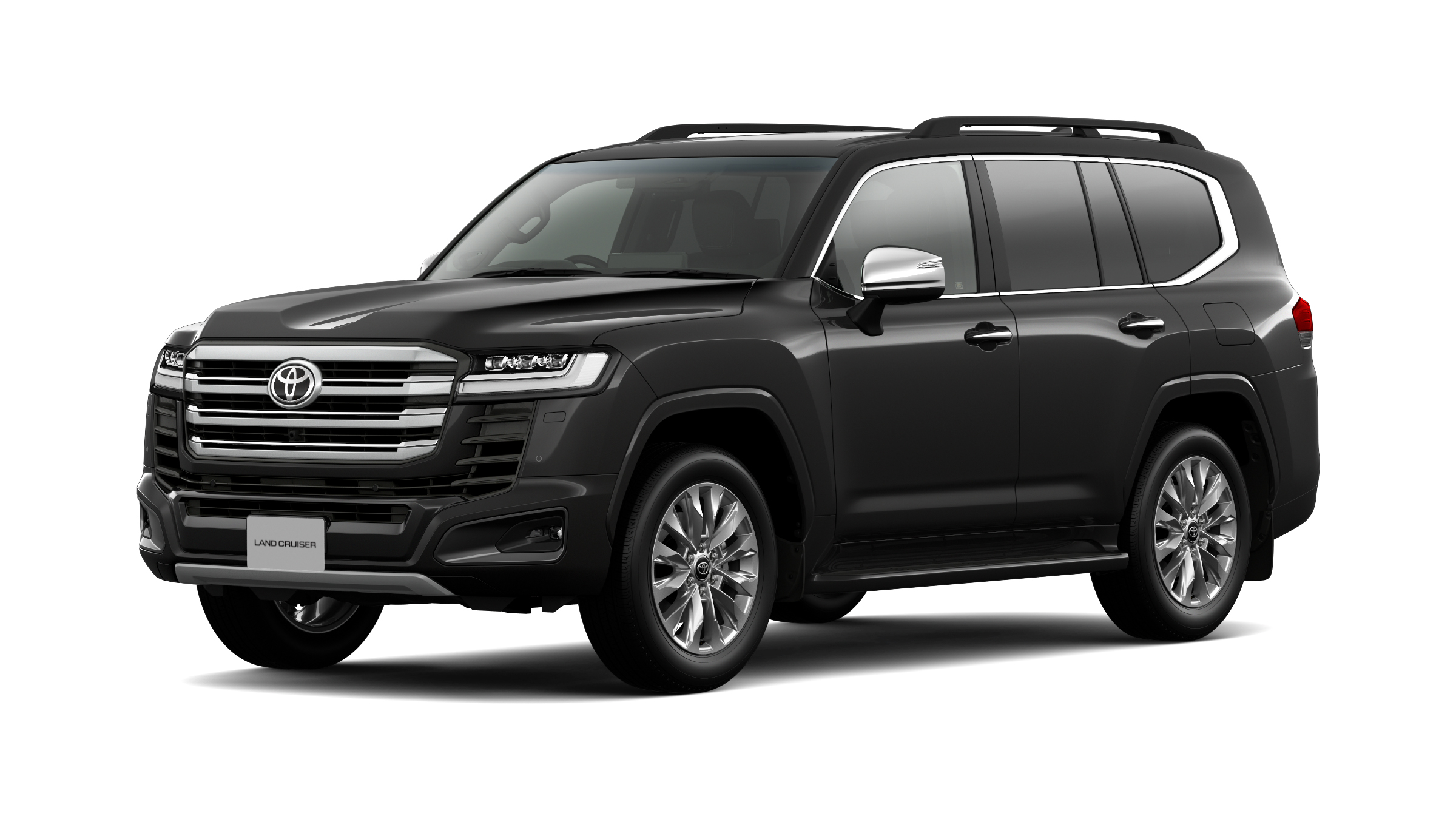 Toyota Land Cruiser 300 Hybrid ZX чёрного цвета, вид спереди три четверти