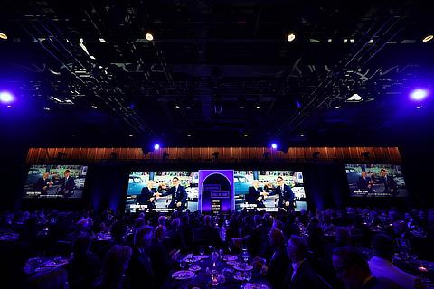Chairman Akio Toyoda at the Automotive Hall of Fame Induction Ceremony