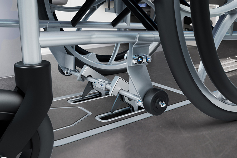 One-touch wheelchair securement system