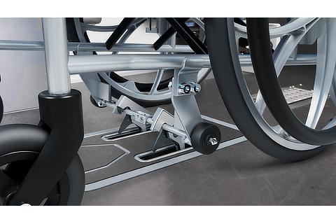 One-touch wheelchair securement device