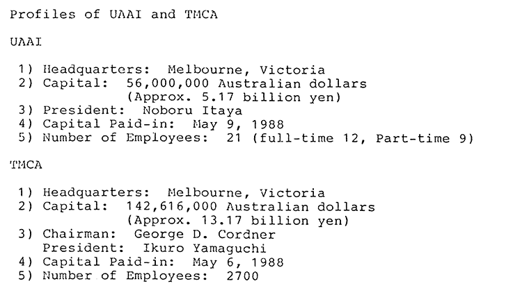 Profiles of UAAI and TMCA