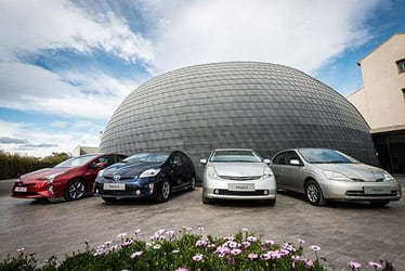 Different generations of the Prius