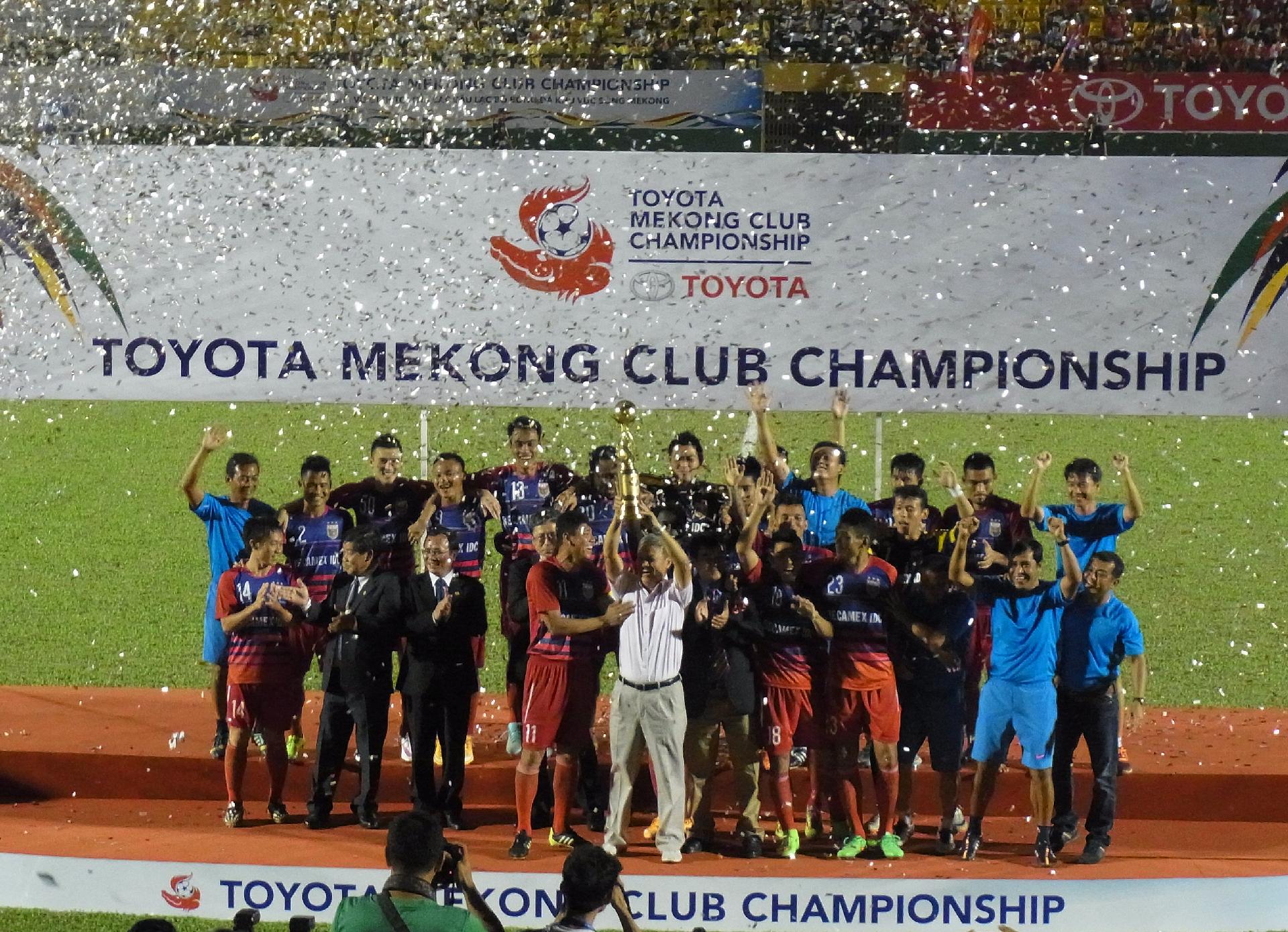 Becamex Binh Duong FC from Vietnam celebrate winning the Toyota Mekong Club Championship