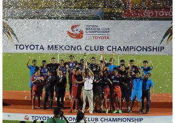Becamex Binh Duong FC from Vietnam celebrate winning the Toyota Mekong Club Championship