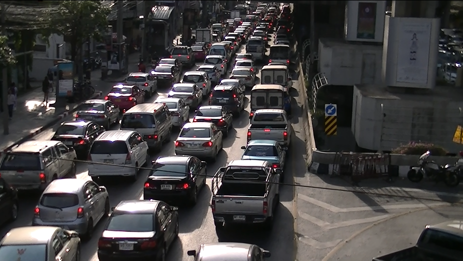Rush hour traffic on Sathorn Road
