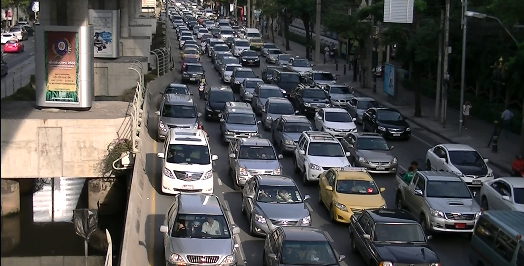 Rush hour traffic on Sathorn Road